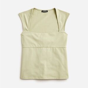 J. Crew NWT Squareneck Cap Sleeve Top in Stretch Cotton Blend in Pale Surplus